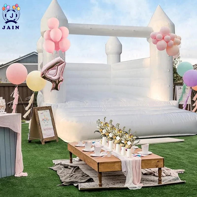 JAIN-Bouncy House for Kids and Adults, Indoor and Outdoor Party Castle with Blower, 100% PVC Pastel Walled For Birthday Events