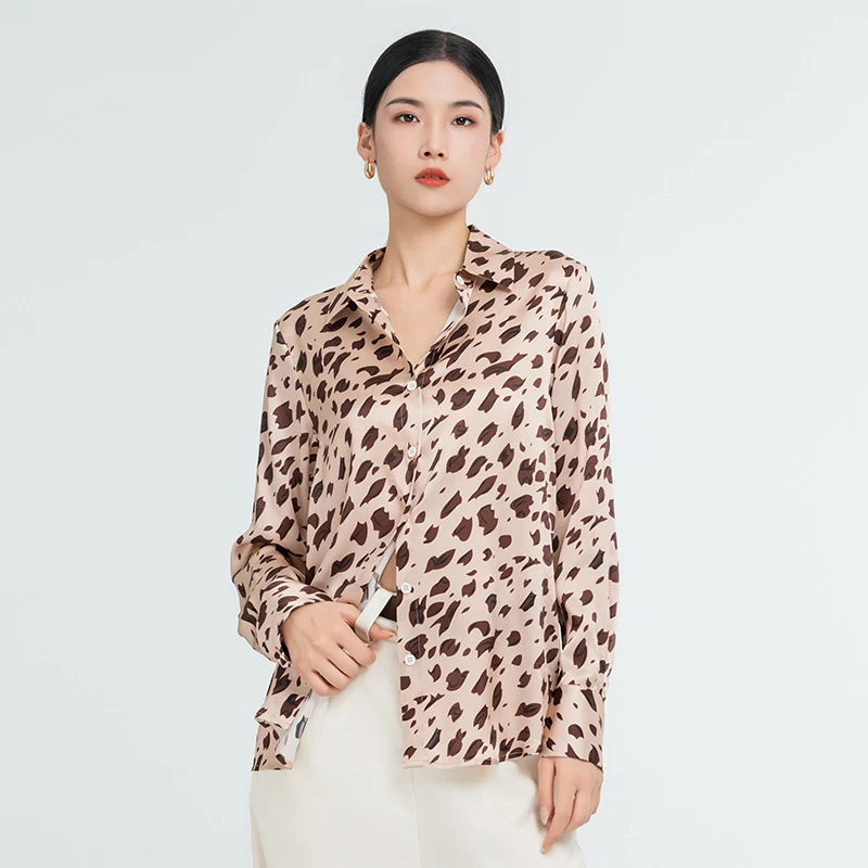 Leopard Printing Silk Shirt