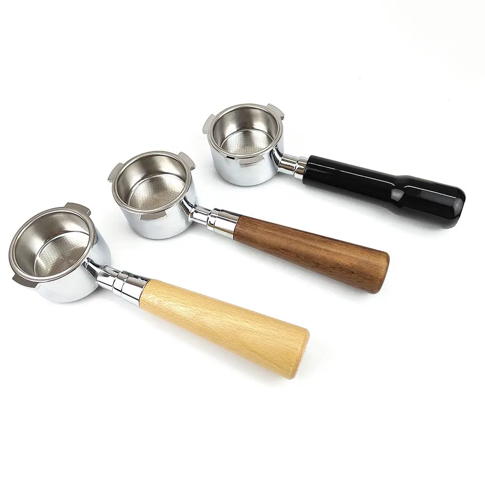 

Stainless Steel Metal Coffee Filter Wood Handle Espresso 51mm 54mm 58mm Black Portafilter Tail Section For Coffee