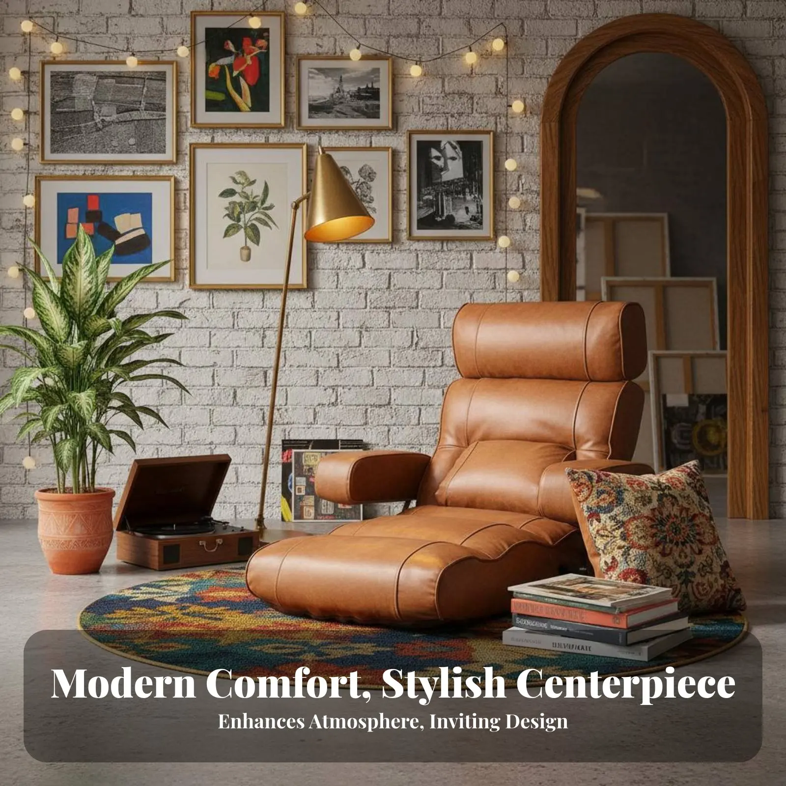 Armchair with Ottoman assistance Lounge Chair Ergonomic Design High spinerest for Readers, Living Room, Bedroom, perusing corner - view 2