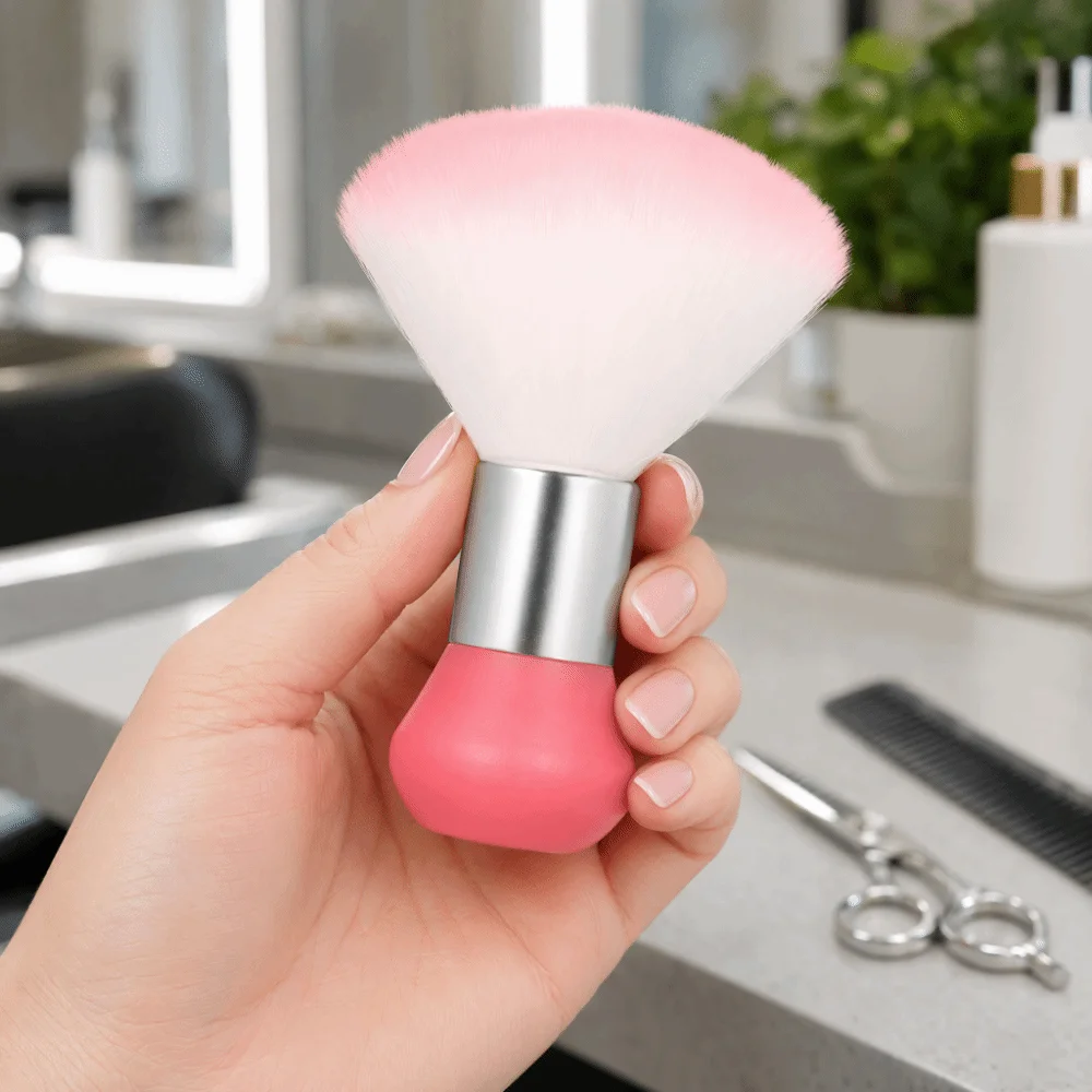 Soft Neck Duster Brush Pink Color Professional Barber Neck Brush Multi-functional Nail Dust Brush For Hair Cutting view 5