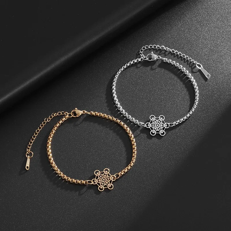 سوار مكعب ميتاترون من الفولاذ المقاوم للصدأ ، ختم ملاك ، مجوهرات دائرة سولومون ، رجال ونساء محظوظون ، رئيس الملائكة #2