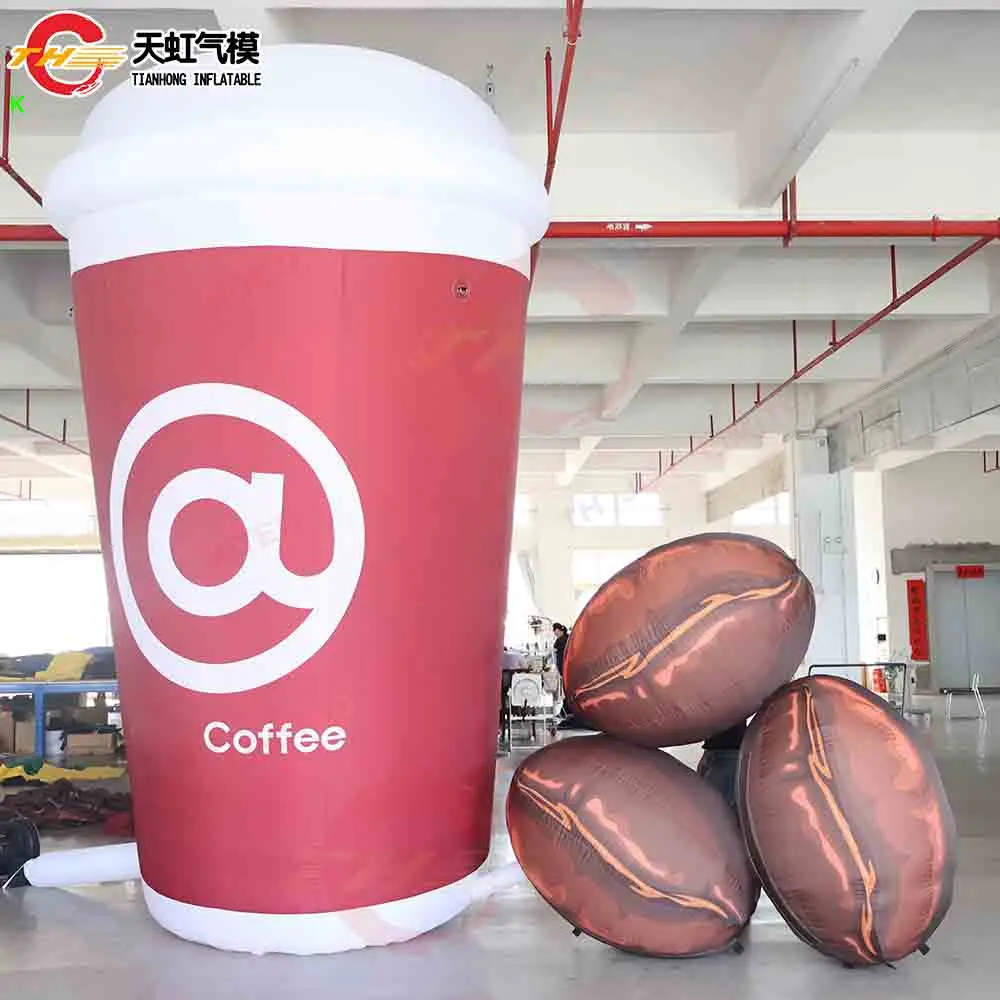 

Fast Ship Custom Made Giant Inflatable Coffee Cup Coffee Bean Replica Model for Decoration Promotion