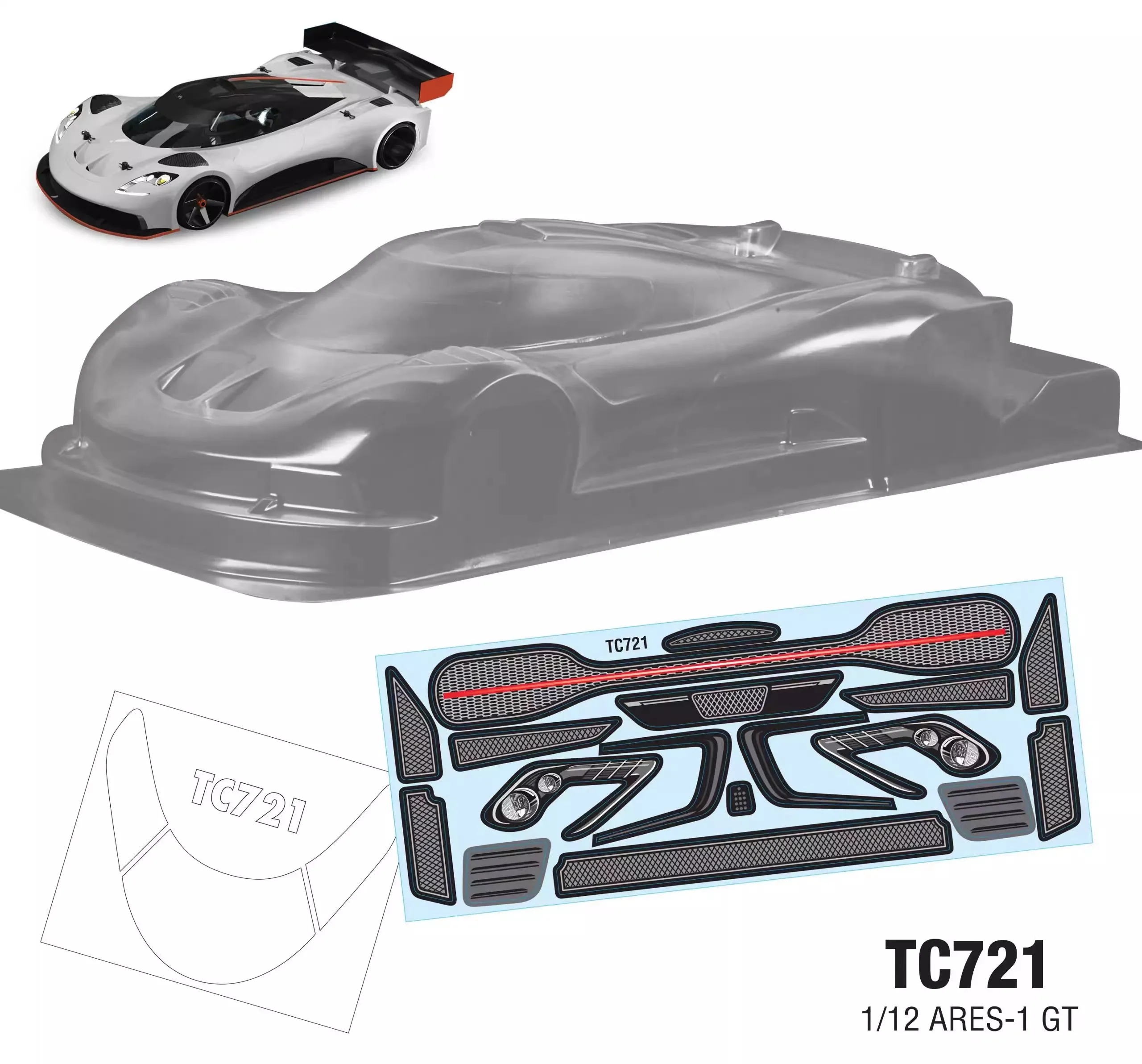 

Масштаб 1/12 ARES-1 GT Clear Lexan Body W/Rear Wing fit 1/10 Mini Chassis Tamiya M03 Carten M210 Lotus 208mm Wheelbase