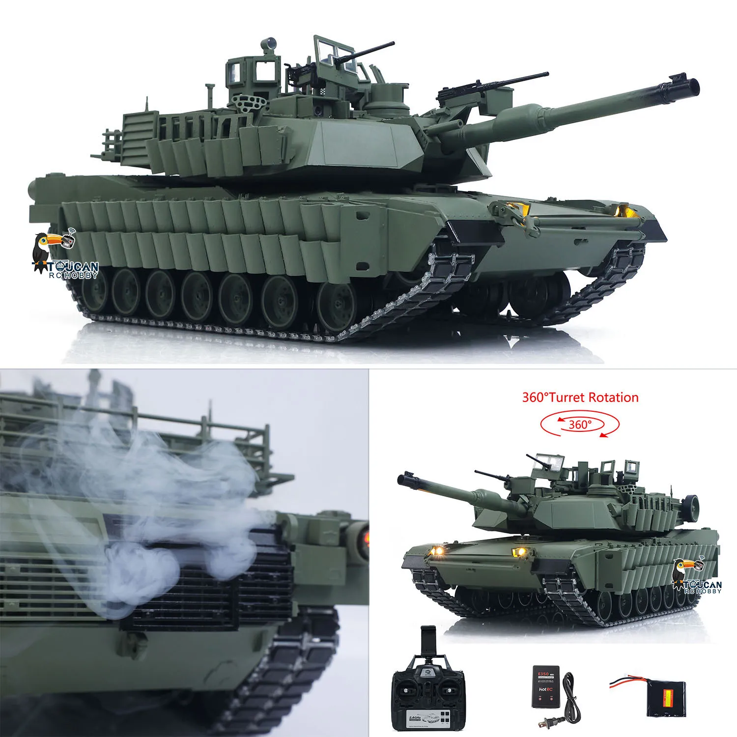 TOUCAN 1/16 メタルリモコン戦車 3918 エイブラムス M1A2 タスク II RC戦車 IR デュアルフローギアボックス砲塔 360度回転砲身反動