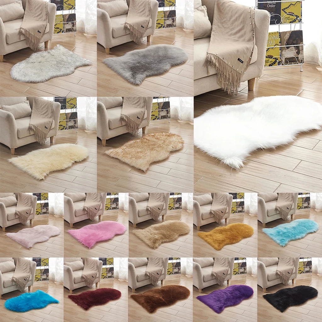 40x60cm Faux Fleece Area Rugs Anti-Skid Yoga Carpet for Living Room