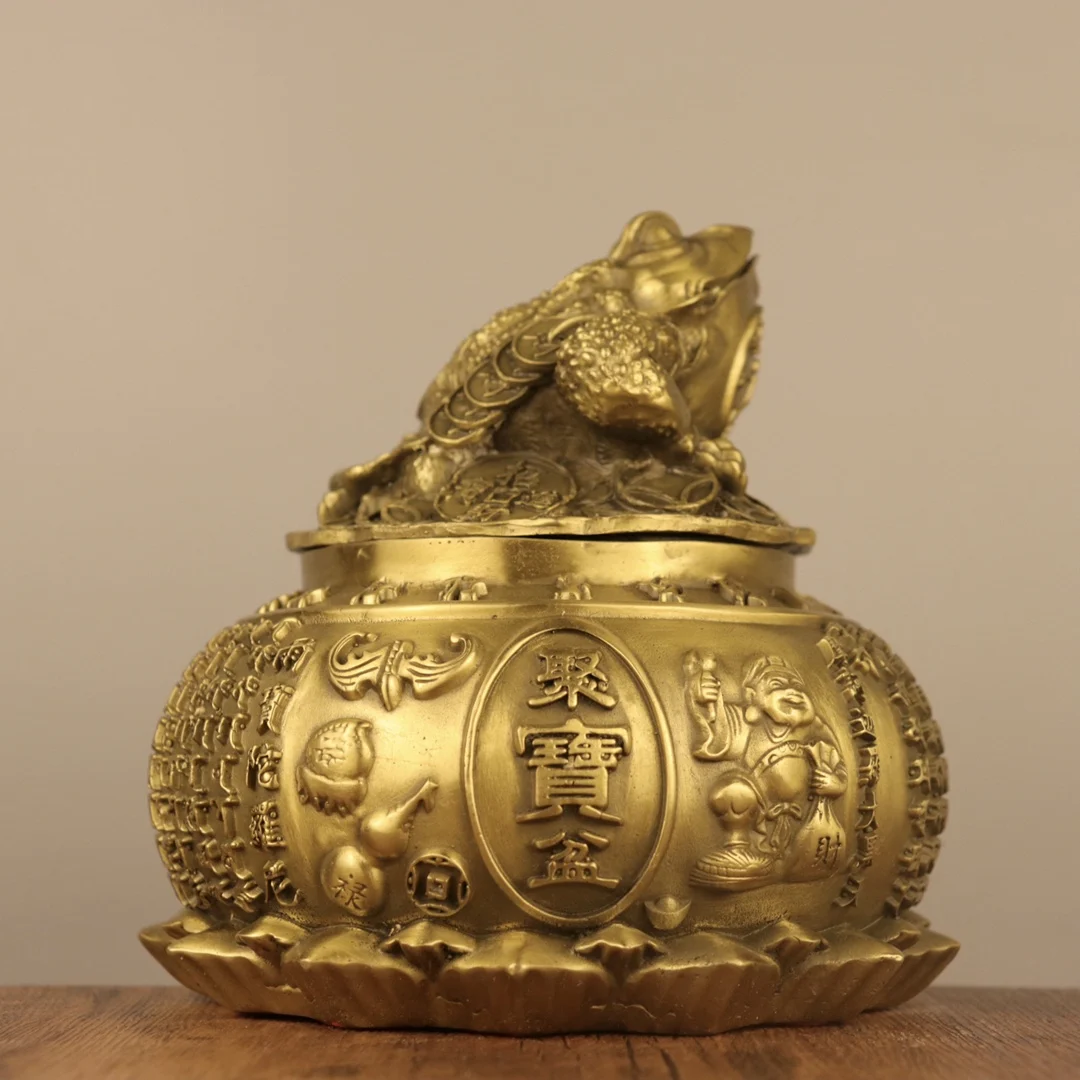 Pure Copper Jin Chan Wealth Pot - Elegant Decorative Figurine for Living Room and Office, Ideal Home Decor and Gift
