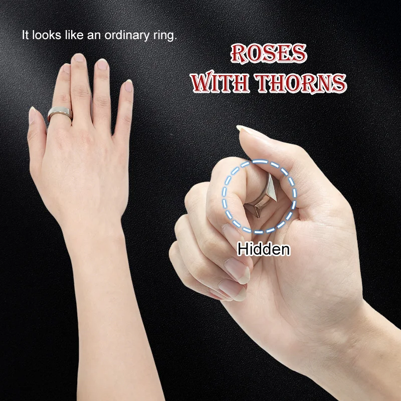 แหวนป้องกันตัว, ที่ทุบกระจก, เครื่องประดับนิ้วที่มีเอกลักษณ์เฉพาะตัว, ป้องกันตัวและป้องกันหมาป่า, โลหะผสมสังกะสี, เส้นผ่านศูนย์กลางภายใน 20 มม.