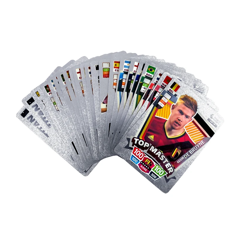 Pacote de cartas colorido do futebol do mundo, edição limitada inglesa, cartões dourados, material plástico, jogador de futebol, presentes, 81-27 pcs