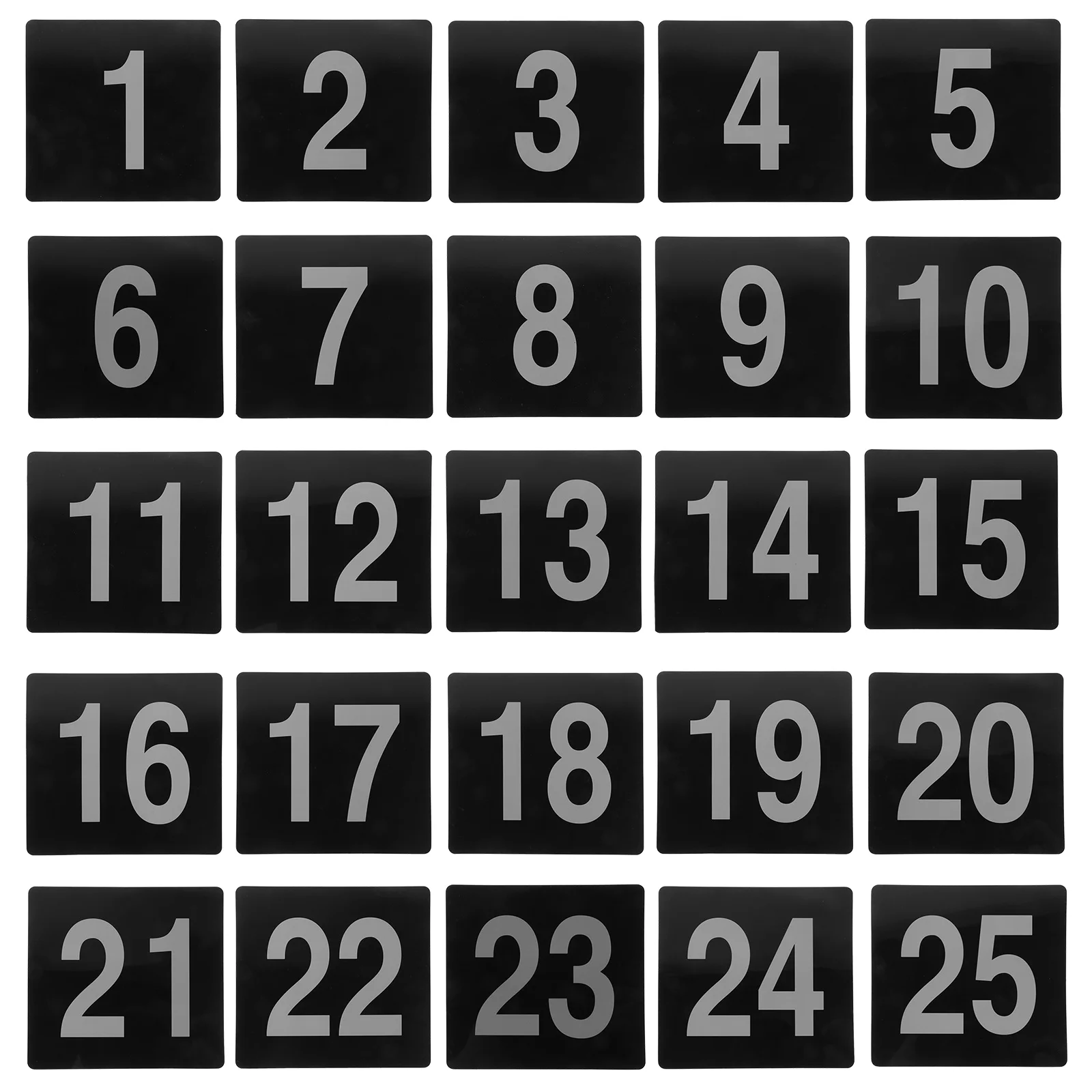 

25Pcs Wear-Resistant Black Base Seat Markers Reusable Plastic Table Signs for Banquet Birthday Wedding Event