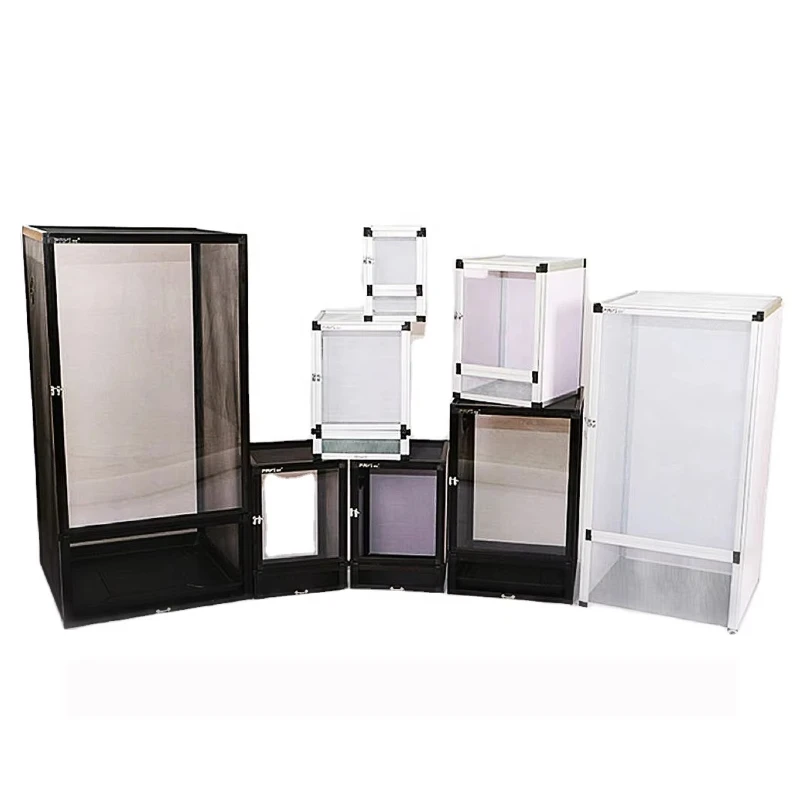 

Foldable reptile glass container cage chameleon breeding screen cage