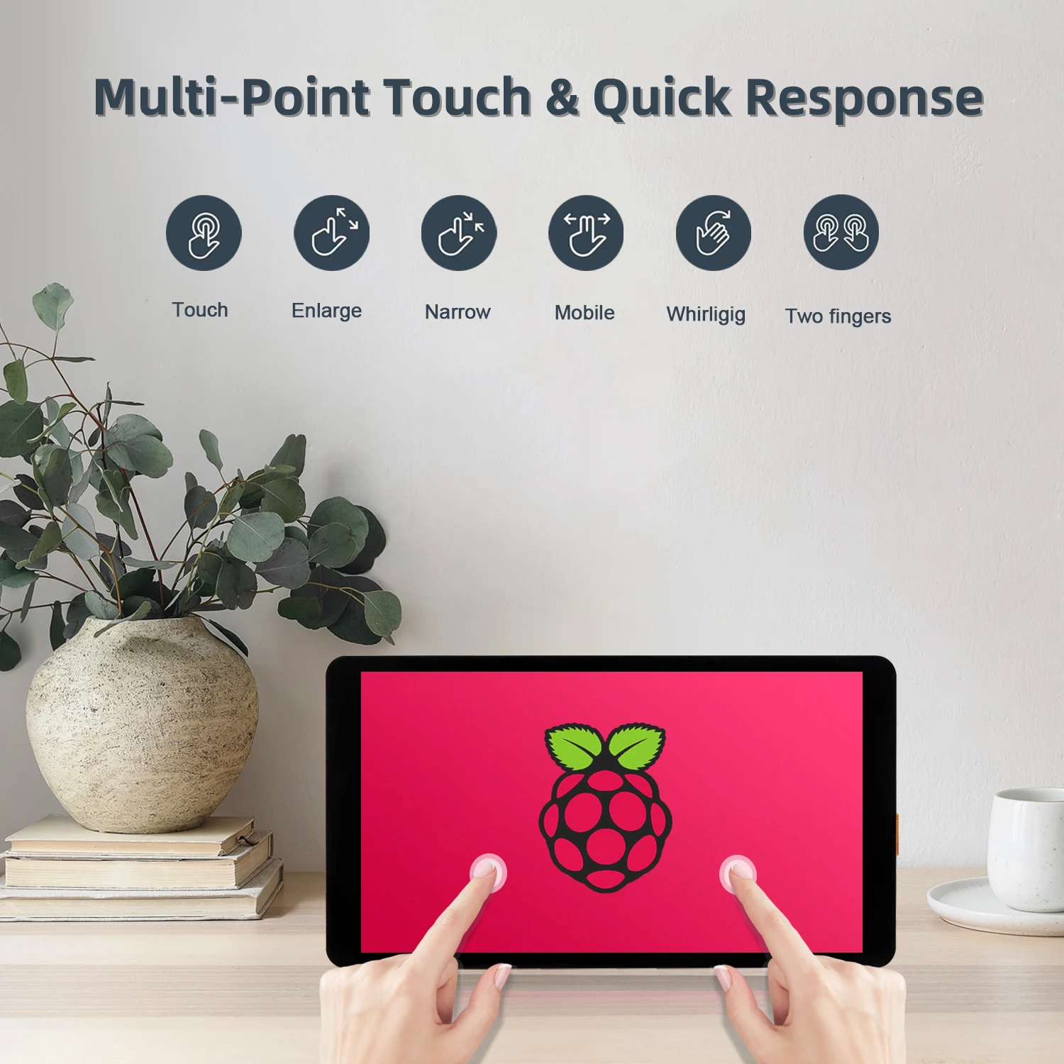 شاشة عرض أفقية محمولة تعمل باللمس LCD ، من من من من من من نوع x ، Raspberry Pi 5 ، 4b ، 3B ، صفر ، 3B + ، 3A Plus ، تدعم Android ،"