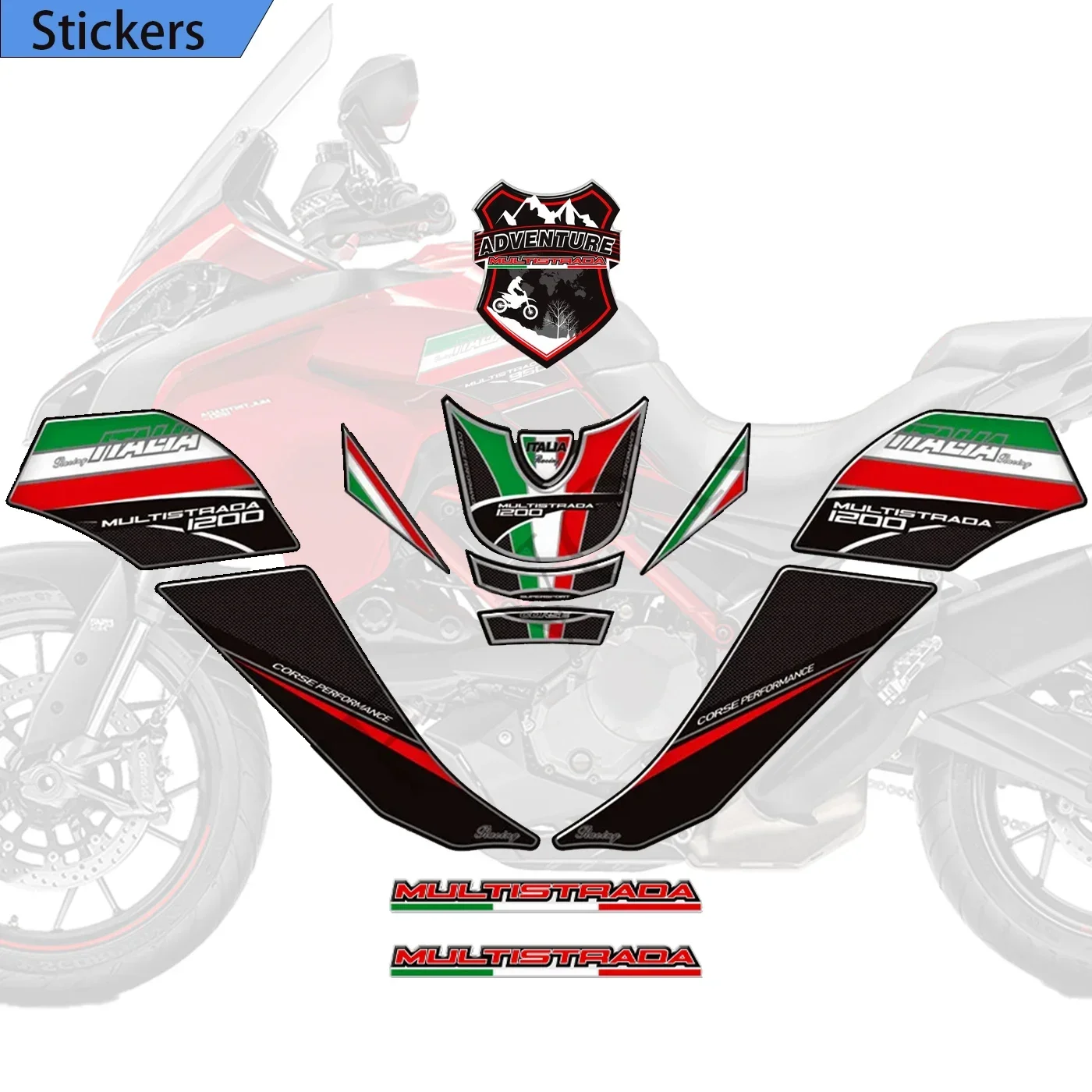 Stickers Stickers Tank Pad Grips Gas Stookolie Kit Kniebeschermer Voor Ducati MULTISTRADA 1200 S 1200 S