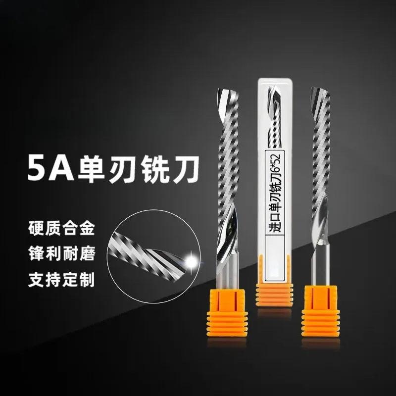 

3.175 Single-flute Spiral Tungsten Steel End Mill, CNC Engraving Tool for Acrylic, PVC Engraving Machine Cutter