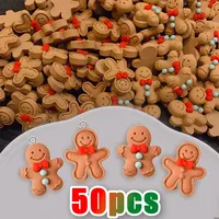 10-50pcs Cute Gingerbread Man Charms Christmas Resin Pendants for DIY Earring Jewelry Keychain Hair Clip Phone Shell Accessories