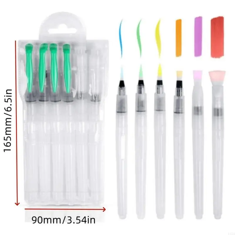 D57D 6Pcs Watercolor Brush Pen for Beginner Watercolor Gouache Painting Lettering
