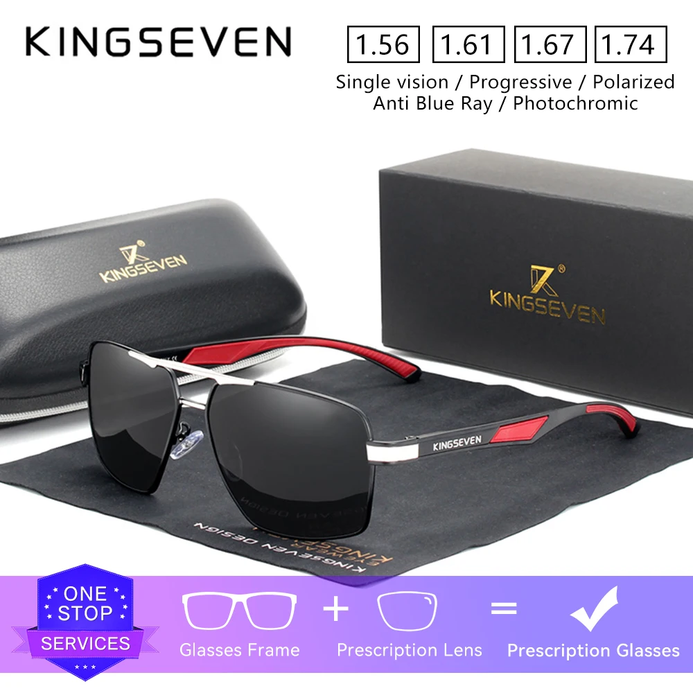 

KINGSEVEN модные новые ретро мужские солнцезащитные очки по рецепту для близорукости и дальнозоркости прогрессивные очки модные повседневные очки с оптическими линзами