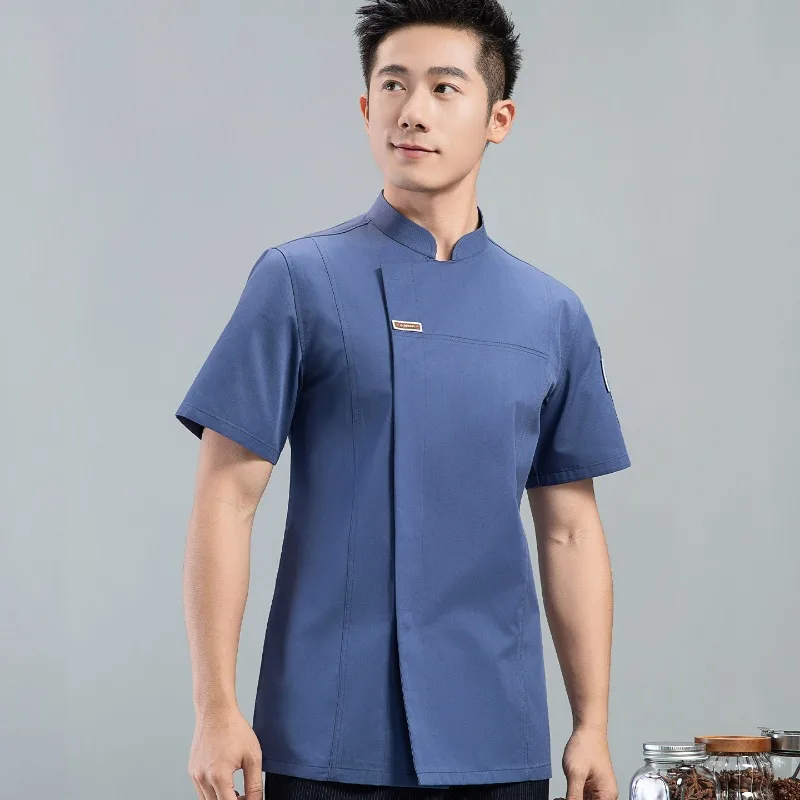 Oddychająca kurtka kucharska z krótkim rękawem dla mężczyzn i kobiet Szybkoschnąca siatka Barker Restauracja Kucharz Piekarnia Kelner Uniform