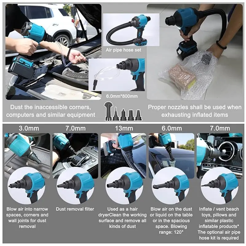 HRBAJ-Portable Dust Blowing Fan Lithium Electric Cordless Inflator Cleanner Cordless Inflator Cleaner