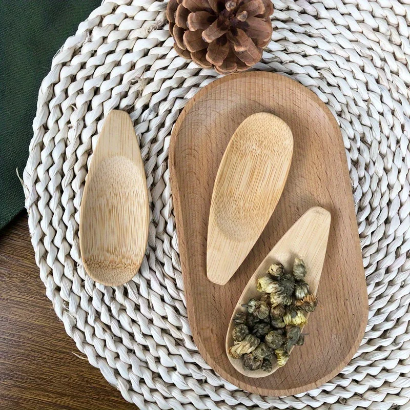 5PC Creative Small Bamboo Spoon, Tea Spoon, Tea Shovel, Short Handle Tea Spoon, Tea Ceremony Dessert Spoon, Ice Cream Spoon