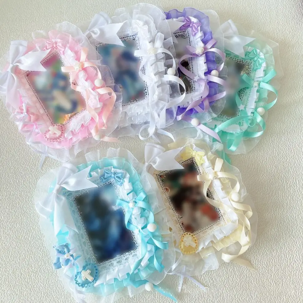 

New Polyester Card Holder Lace Kawaii Idol Chasing Pendant Photo Card Badge Holder Student