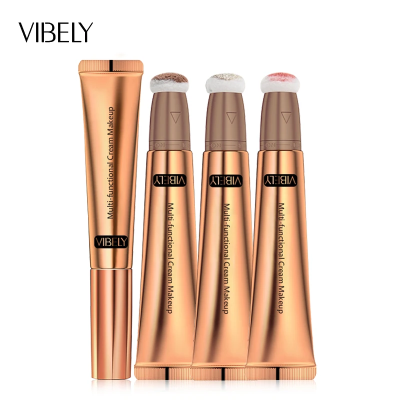 Stylo de Maquillage Multifonctionnel à Paillettes pour Contour du Visage, Poudre Scintillante, Highlight, Blush, Liquide, Coussin, Applicateur,