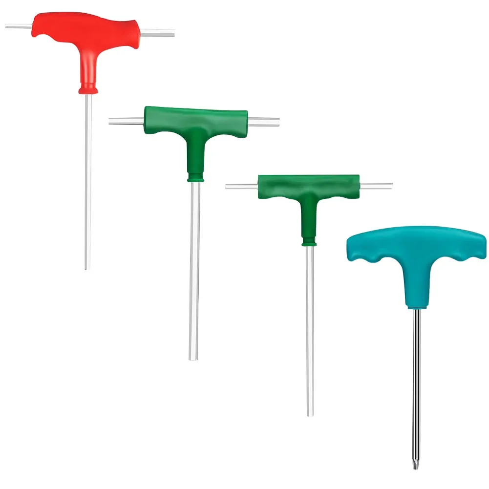 

4Pcs T-Shaped Hexagonal Wrench Plastic Handle Flat Head Plum Head Wrench For Furniture Installation Car Maintenanc
