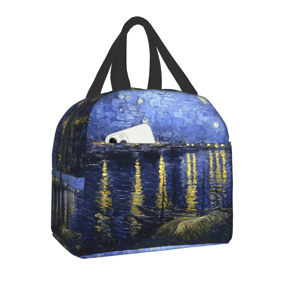 

Van Gogh Starry Night Resuable Lunch Box Women Waterproof Thermal Cooler Food Insulated Almond Blossoms Lunch Bag Office Work