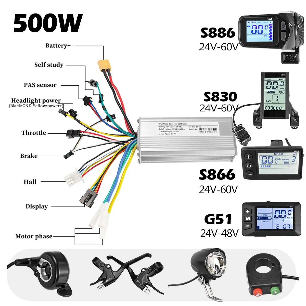 Controlador Para Scooter Eléctrico 24V-48V 350W – Kit Con Pantalla LCD Y Protección Antilluvia