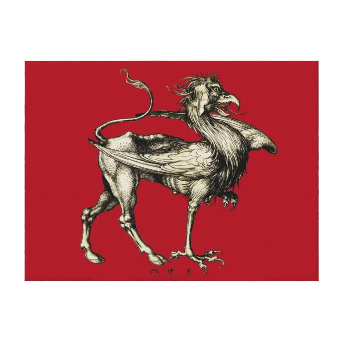 

MEDIEVAL BESTIARY ,GRIFFIN Black White Animal Drawing Throw Blanket bed plaid For Baby Comforter wednesday Blankets