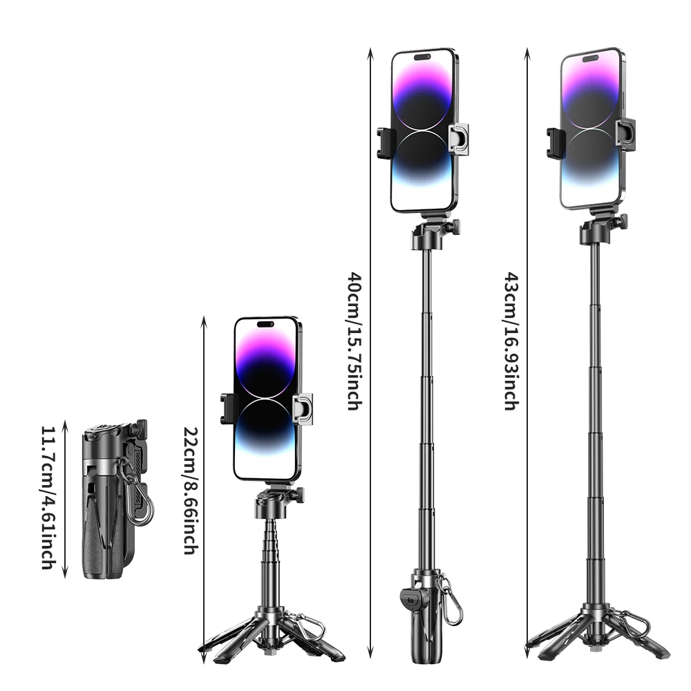 The Selfie Stick Tripod Adopts A Telescopic And Folding Design Which Is Very Convenient To Store And Carry And Can Rotate 360°