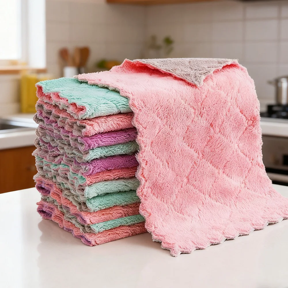 

12Pcs Multi-Purpose Dish Towels High Absorbent Soft Lightweight for Tableware Kitchen Cleaning