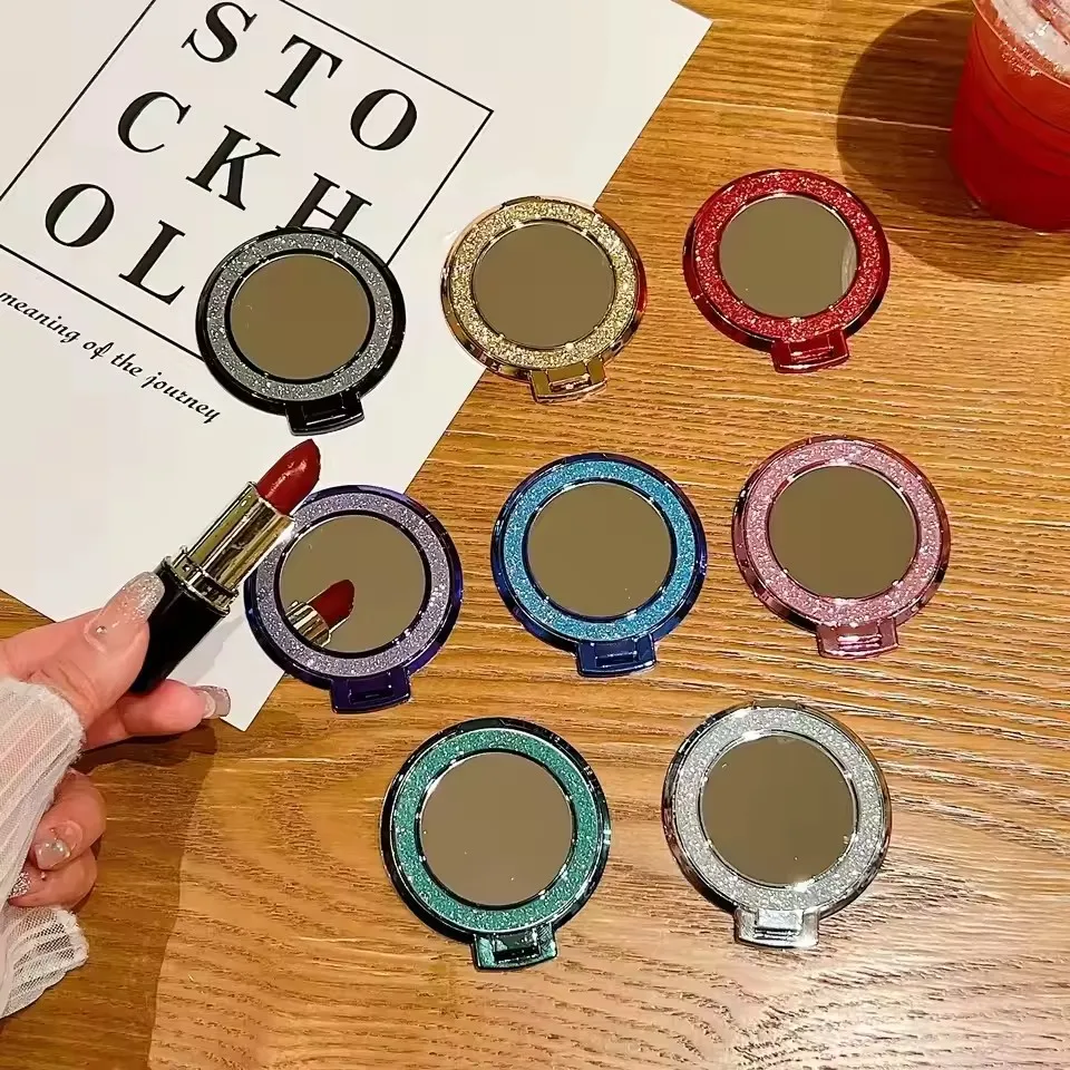 高級ミラーグリッターフィンガーリングフォン グリップ iPhone 17 16 15 14 13 Pro Max用 マグネット式ブラケットスタンドホルダー