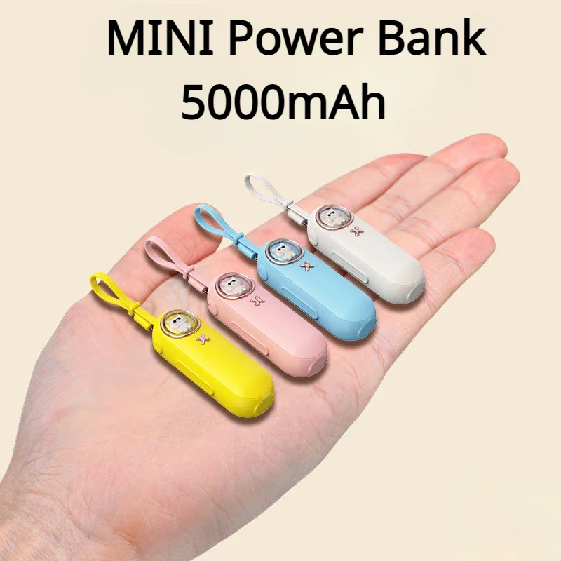 Trending Products Ultra Slim Powerbank 5000mah Cell Phone Mini Power Bank 5000 with Cable Mini Power Bank Li-polymer Battery ABS