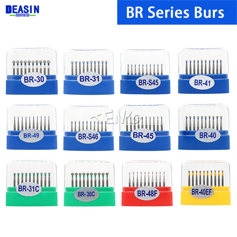 10pcs/ boxDental Diamond Bur FG Drills BR Series For High Speed Handpiece Polishing Tools Dental Burs For Teeth Whitening