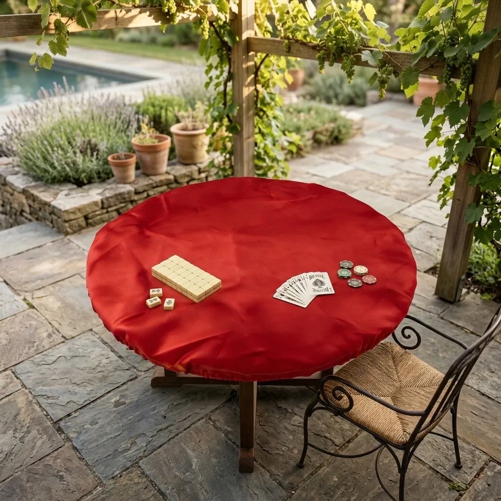 Mat for Gaming on Round Tables Measuring 36 to 48 Inches in Diameter Using Elastic-Integrated Felt Fabric Design