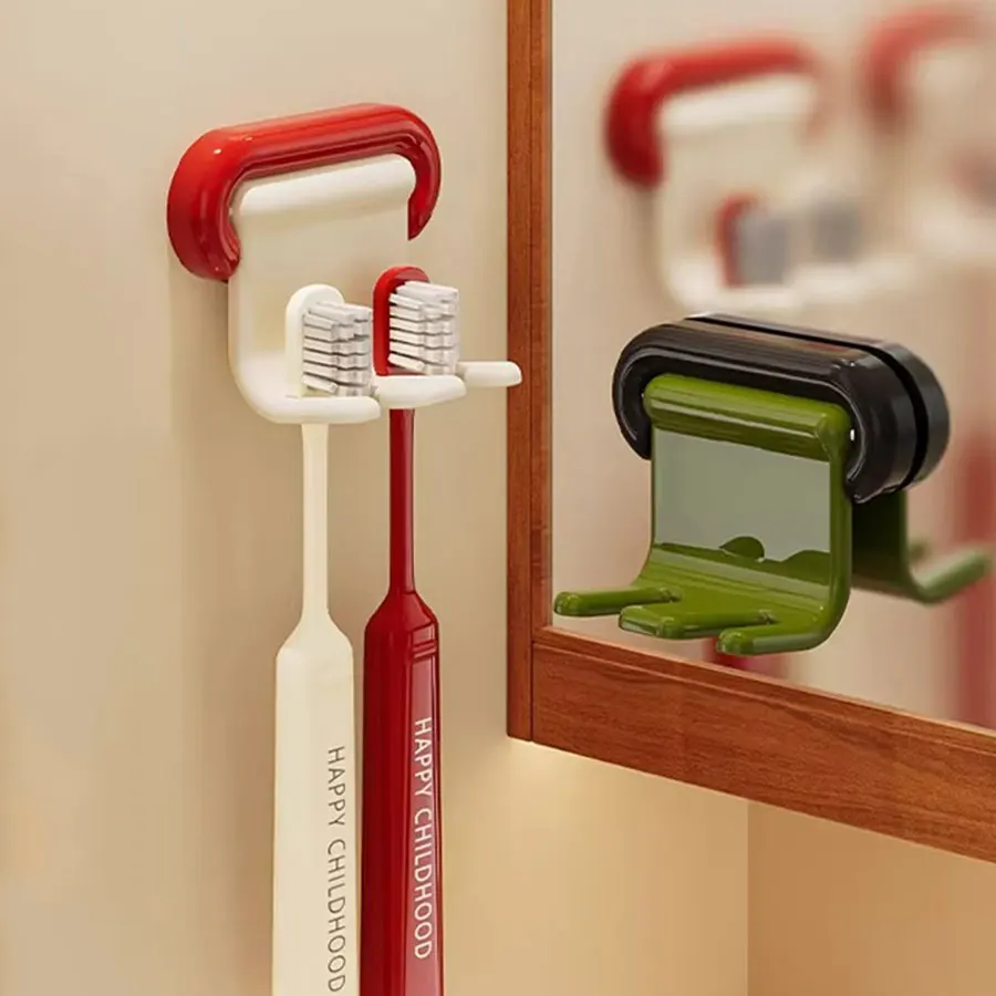 Suporte de Armazenamento para Escova de Dentes Montado na Parede, Sem Perfuração, para Armário de Espelho de Banheiro, Suporte para Escova de Dentes Elétrica