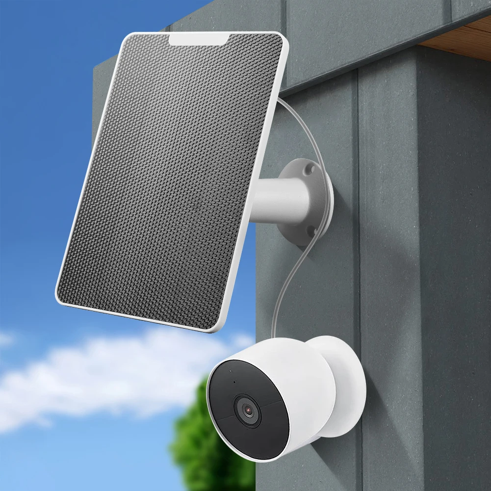 Solar Cells Charger with Rack and Screwdriver Wall Mount Solar Panels 4W 5V 360° Rotation for Google Nest Camera Outdoor Indoor
