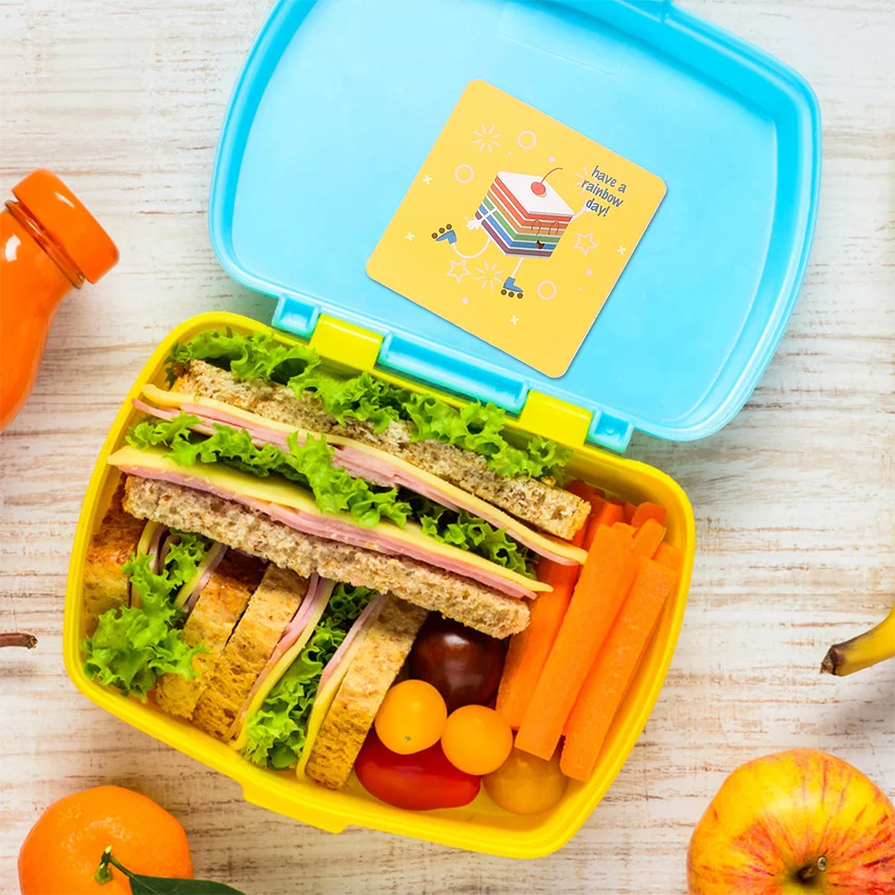 

2Sets Bento Cards Lunch Box Note with Inspiring Words Cute Illustrations Writable Joyful Cards for and