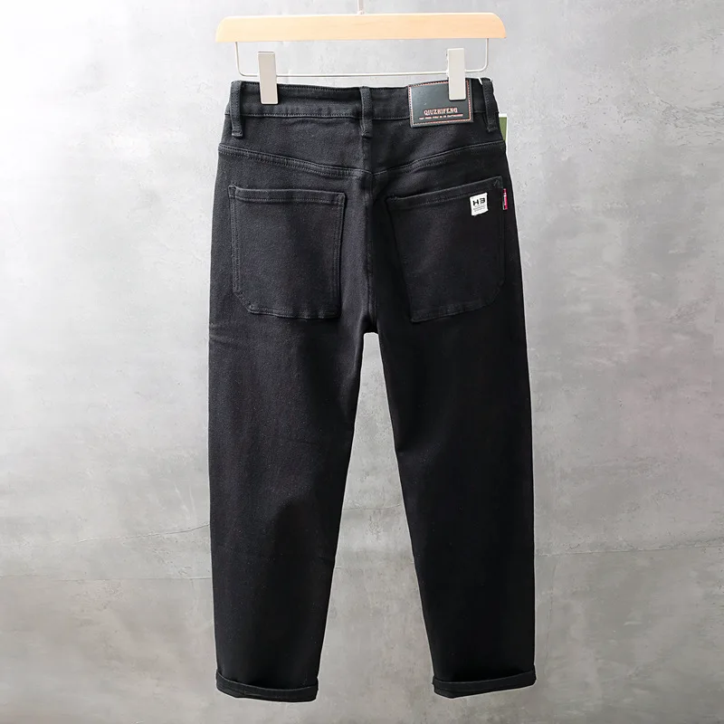 Jeans Pria Trendi Baru 2025, Hitam, Modis, Sederhana, Longgar, Tabung Lurus, Kendur, Celana Kaki Lebar