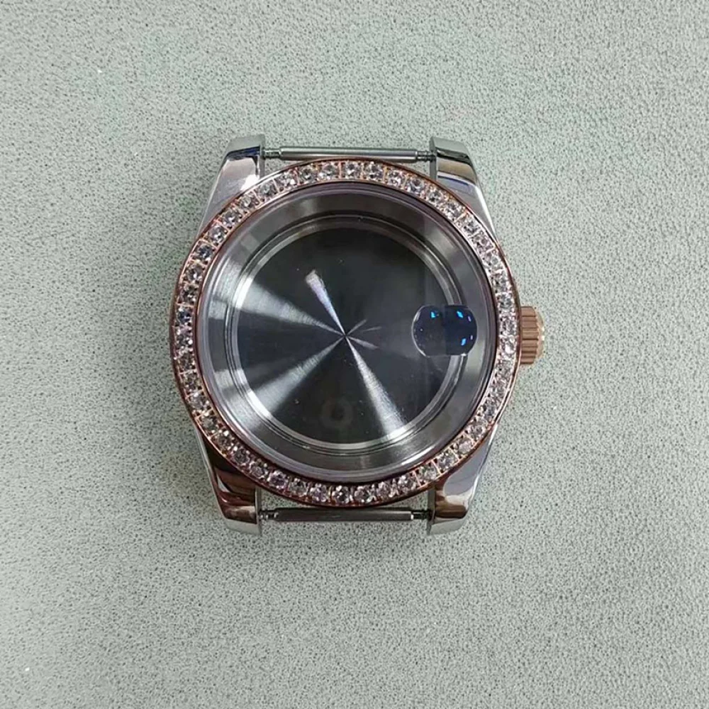 Cassa per orologio 36MM/39MM Cassa in vetro zaffiro con diamanti in acciaio inossidabile per accessori per orologi con movimento NH35 NH36