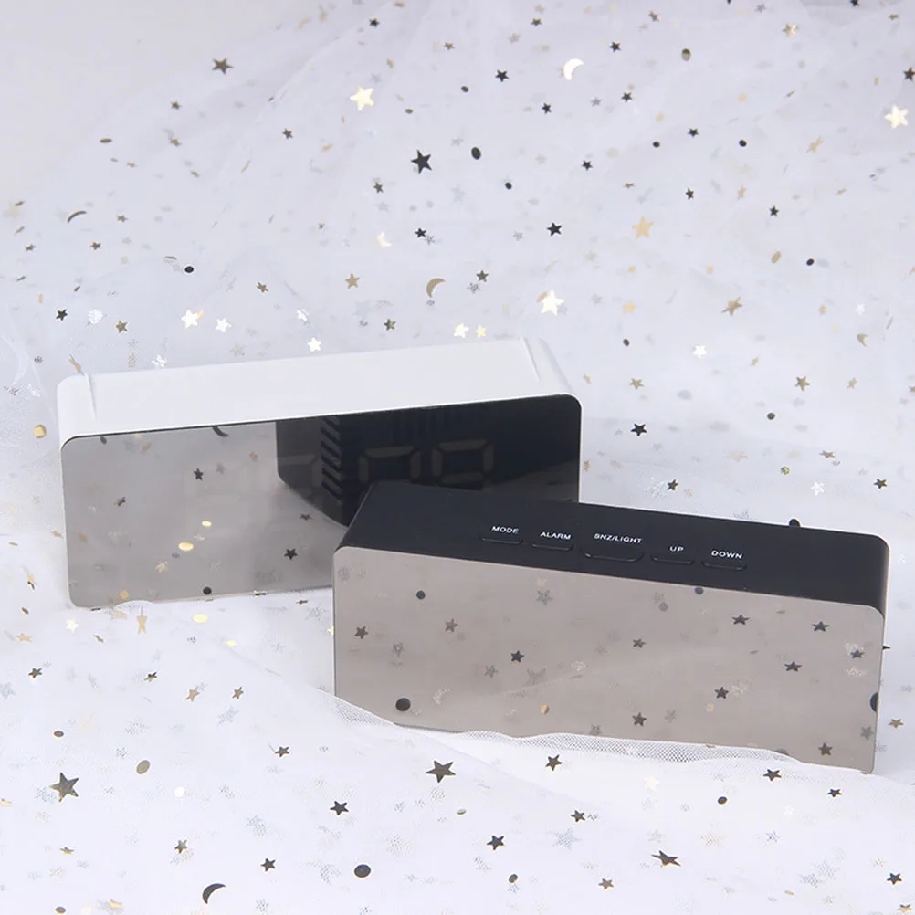 

Modern Black Digital Clock LED Alarm with Temperature Display Night Mode Adjustable Brightness Rectangular Design