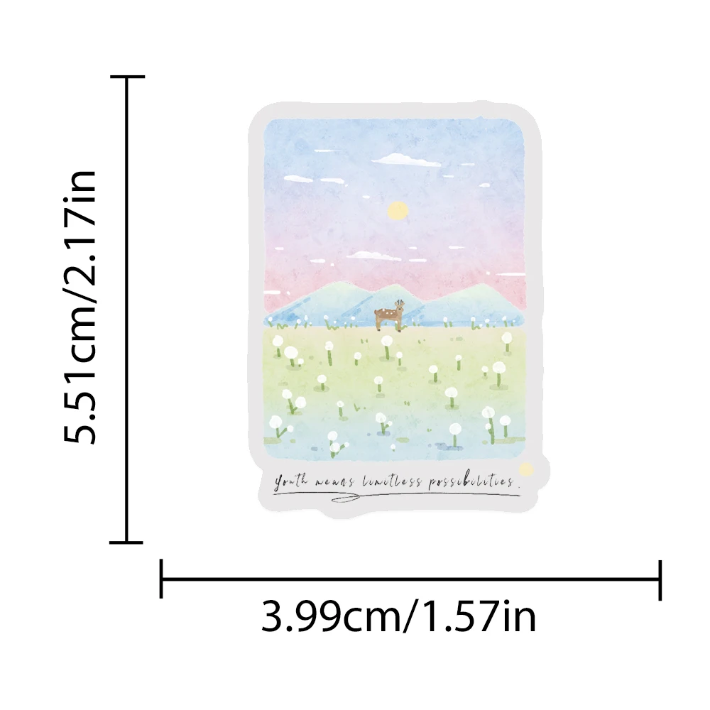 50 Stück Berge & Meere PET-Aufkleber für Laptop, Kühlschrank, Sammelalbum, DIY, ästhetische transparente Aufkleber, kreative Geschenke – Detail 17