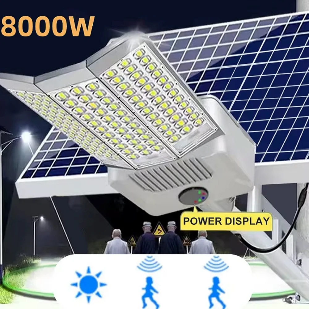 8000W Solar-Straßenlaterne Außen-Solarleuchten Dämmerungssensor Außenbeleuchtung mit Bewegungsmelder Solar-Parkplatzbeleuchtung für den Garten
