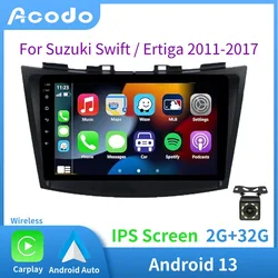 Acodo 9'' Android13 Carplay Radio For Suzuki Swift / Ertiga 2011-2017 IPS Touch Split Screen FM Wifi BT Radio GPS SWC Car Stereo