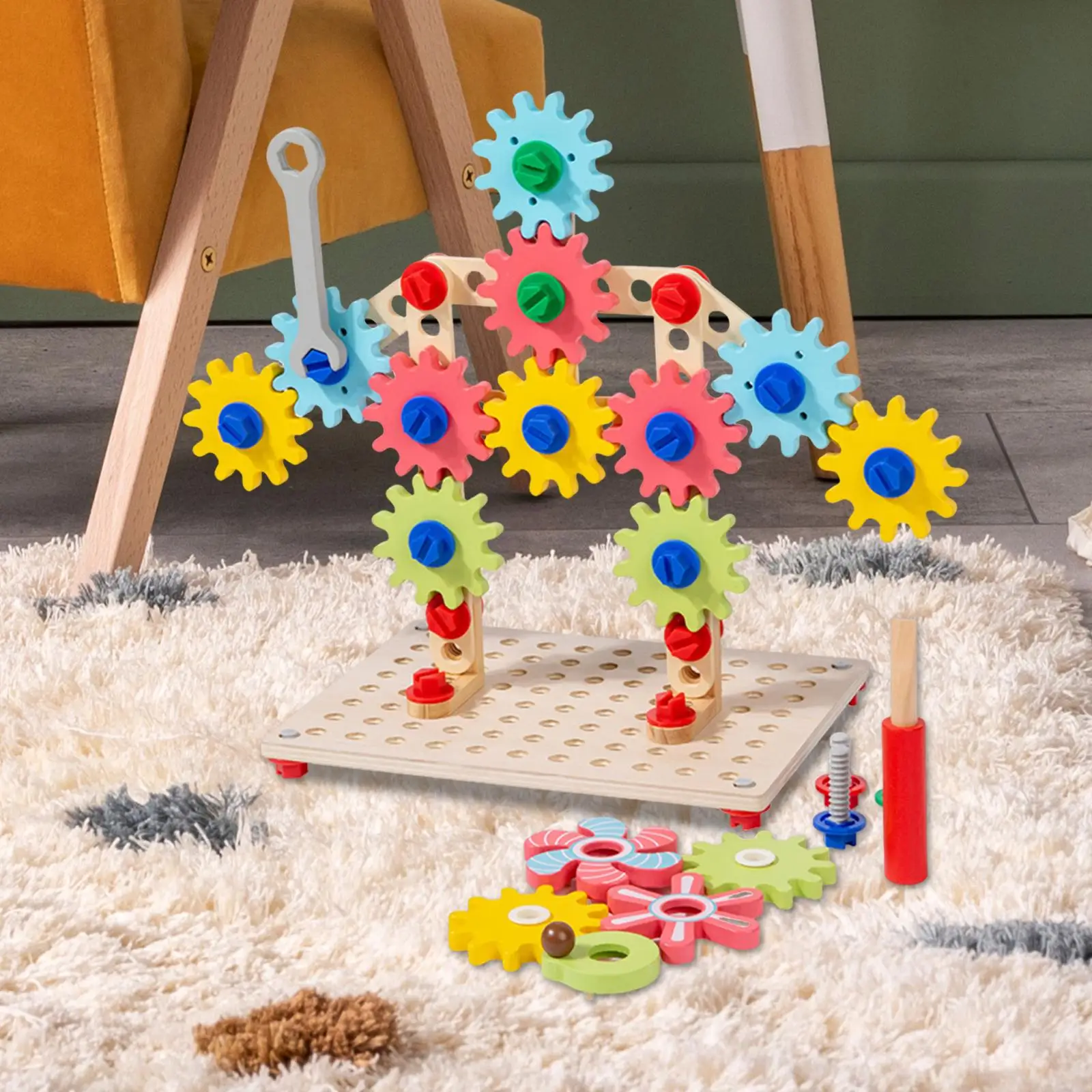 

Spinny Gear Развивающие строительные игрушки для 4-6 лет Игрушки с потомками и эффектами Деревянная доска для передач