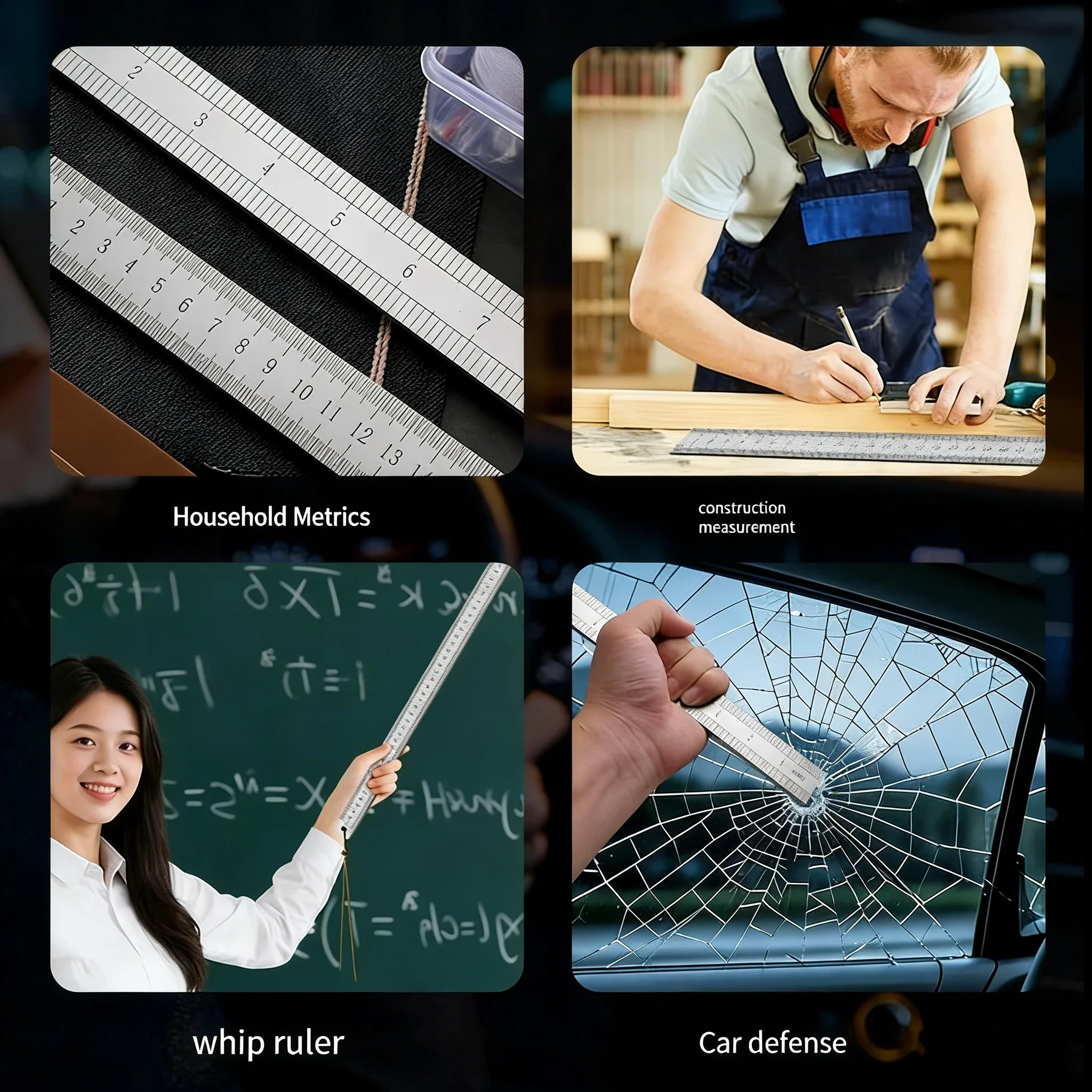 2.5mm Forged Longquan Steel Ruler | Quenched Stainless Steel Car Tool | Heavy-Duty Multi-Purpose Measuring Ruler
