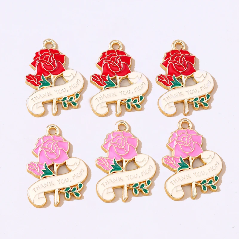 

Duarte 20Pcs/Lot Cute Enamel Rose Flower Charms Pendants for Jewelry Making Drop Earrings Necklaces Bracelet DIY Crafts Supplies