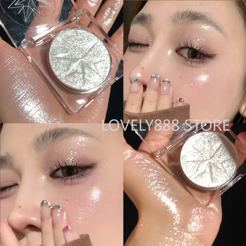 

Highlighter Pearl Shimmer Glitter Powder Potato Mud Texture Highlighting Waterproof 3D Contour Blush Powder Makeup Cosmetics