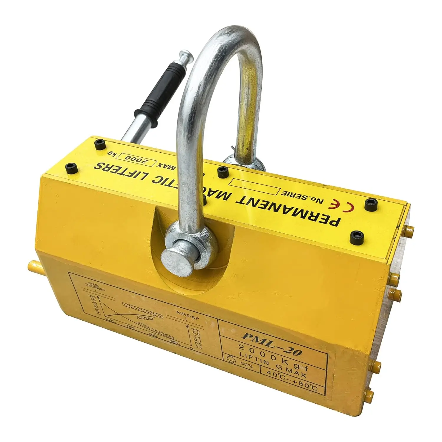แม่เหล็กยกเหล็ก Teel Magnetic Lifter 4400LB แม่เหล็กยกโลหะ 2000KG แม่เหล็กนีโอไดเมียมสำหรับรอกยกในร้านค้าพร้อมระบบปล่อยแม่เหล็กเหล็ก